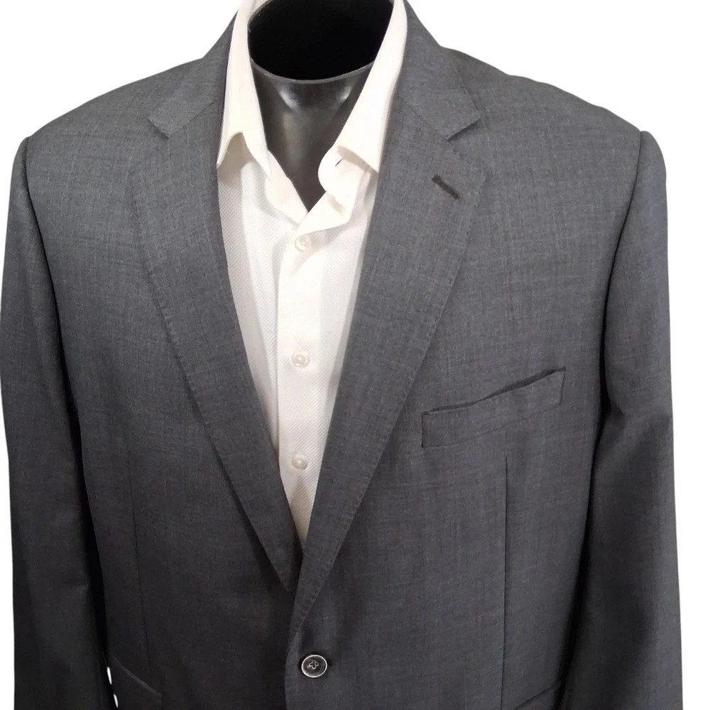 J.Hilburn Blazer 46S Gray Heathered Vitale Barberis Wool Sport Coat Double Vent